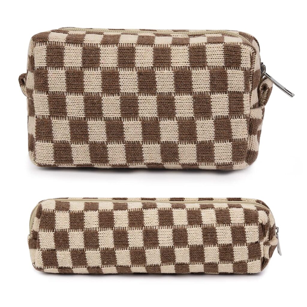 Checkered Pattern Makeup Bag
